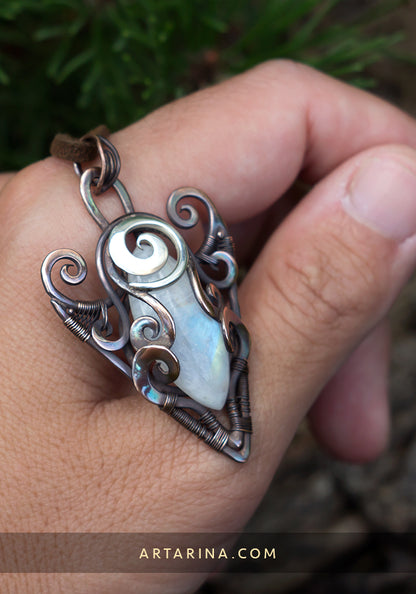 Moonstone wirewrapped jewelry pendant