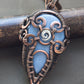 Blue opal wire wrap necklace
