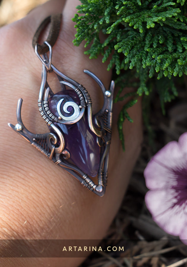 Amethyst wire wrapped pendant