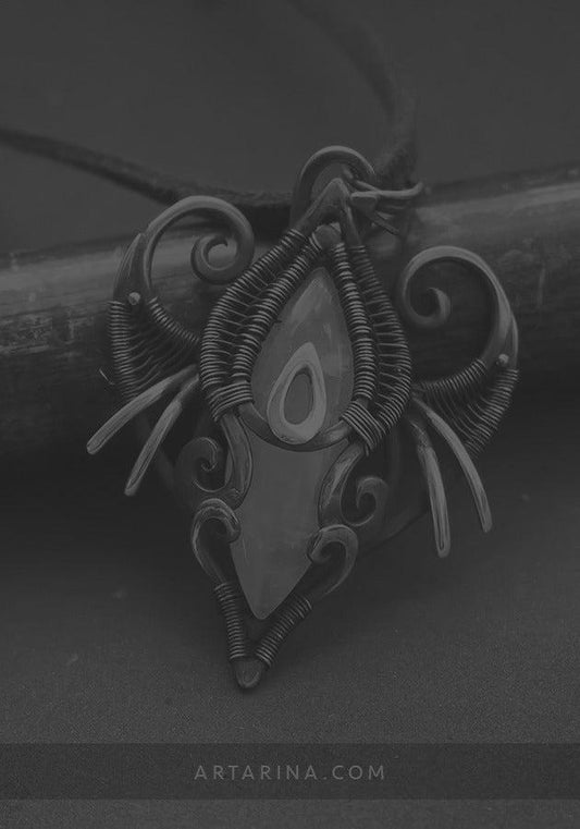 Rose quartz wirework necklace