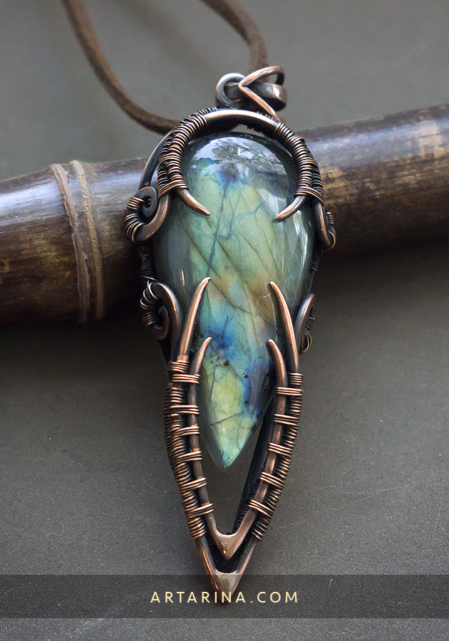 Copper wire wrap necklace
