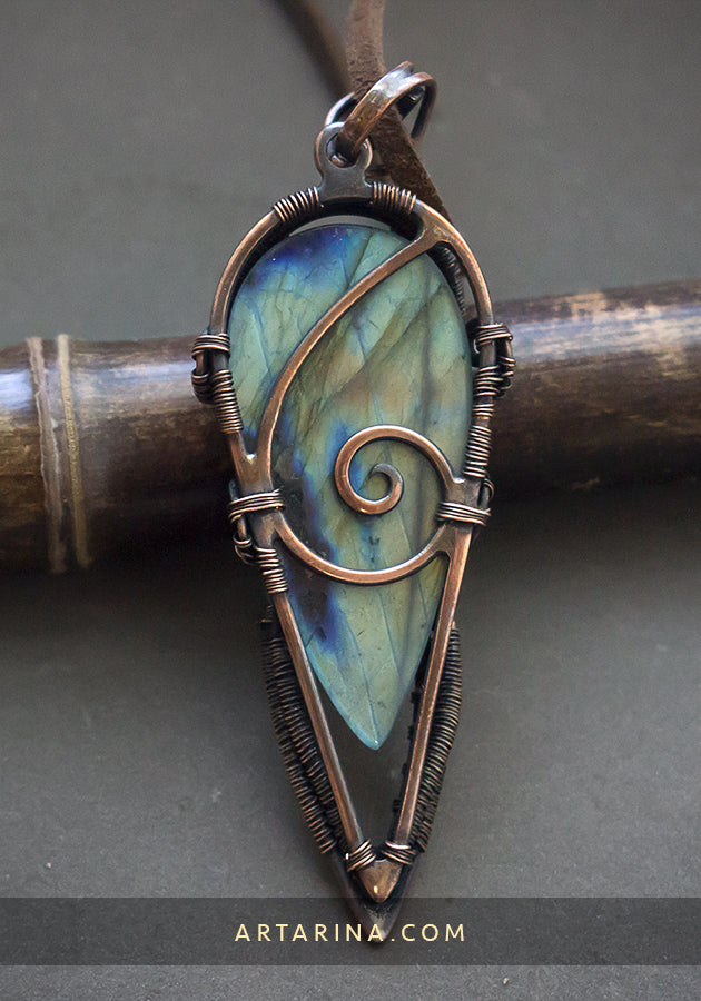Wire wrapped copper necklace