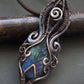 Carved leaf copper wire wrap necklace