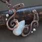Moonstone wire wrapped moon necklace