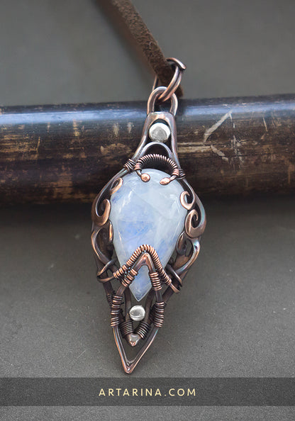 copper moonstone pendant