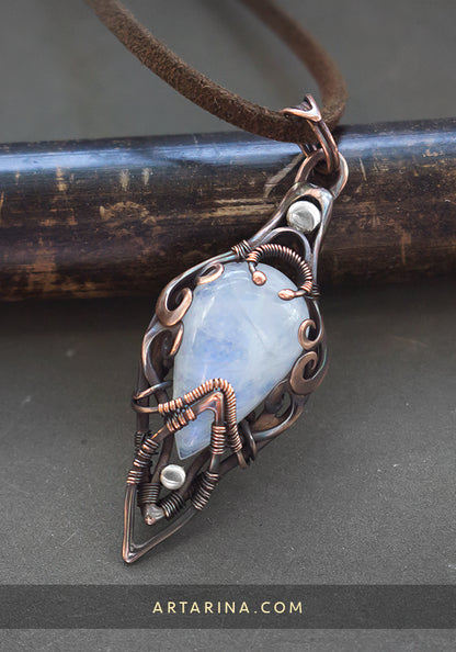 Moonstone wire wrap necklace