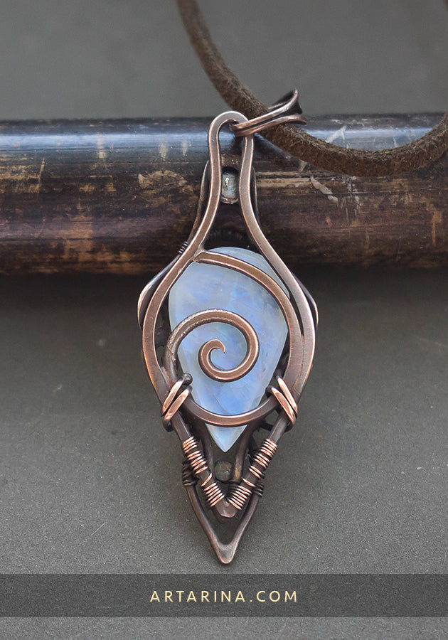 Moonstone wire wrap necklace