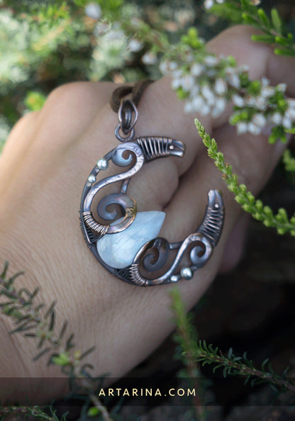 moonstone wire wrap necklace