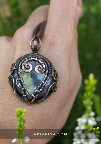 wire wrap round pendant