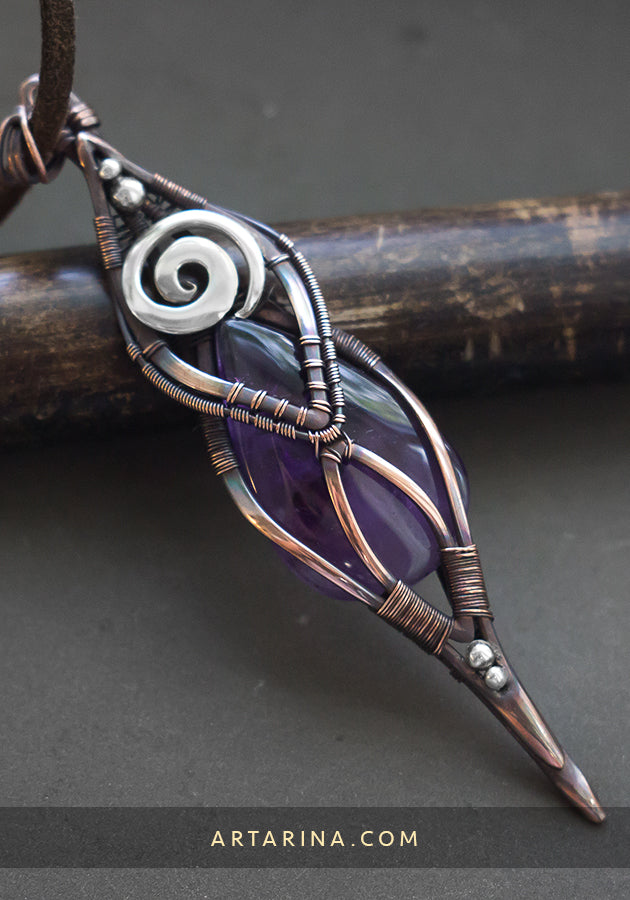 wire wrapped amethyst necklace