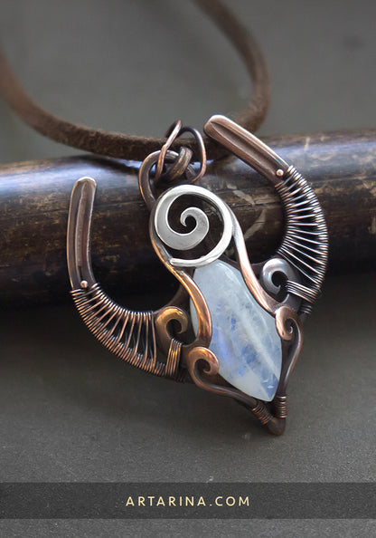 wire wrap moonstone pendant