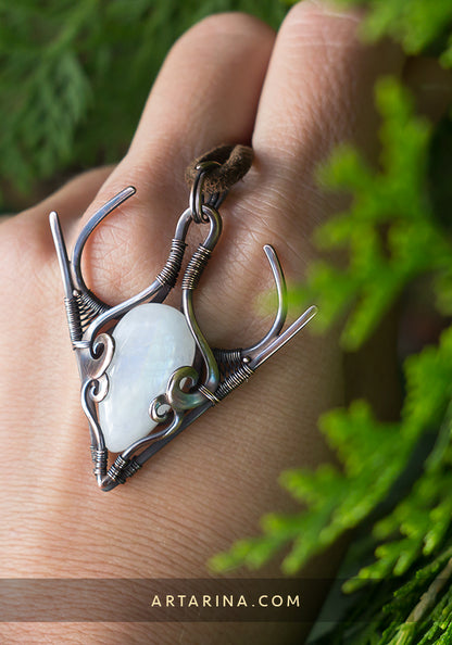 Wire wrapped moonstone necklace