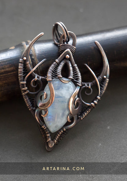 Moonstone wire wrap necklace