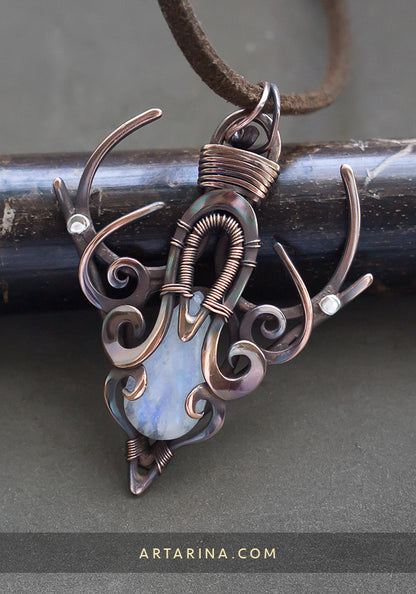 Moonstone wire wrap pendant