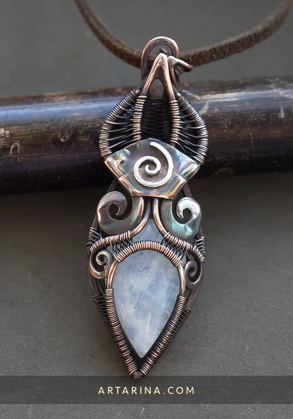 Moonstone copper necklace