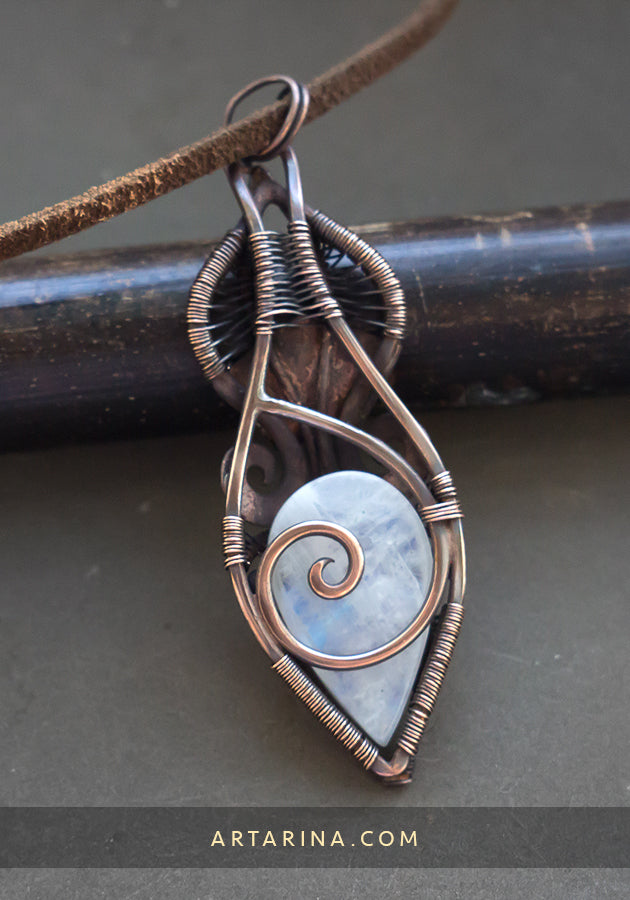 Moonstone copper necklace