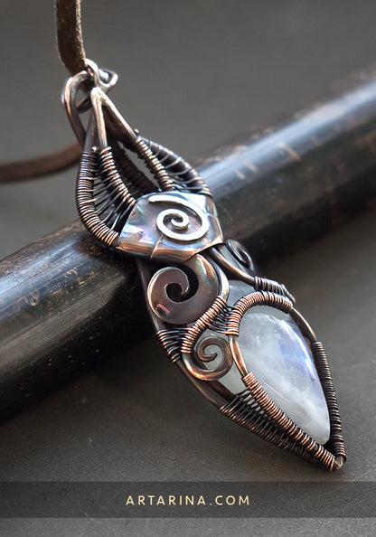 Moonstone copper necklace