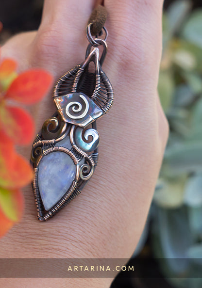 Moonstone copper necklace