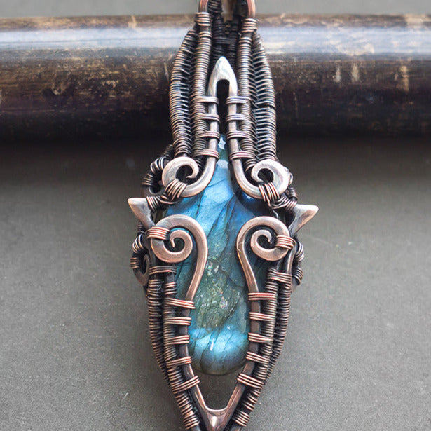 Labradorite wire wrap necklace pendant