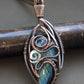 Copper wire wrap necklace with blue labradorite