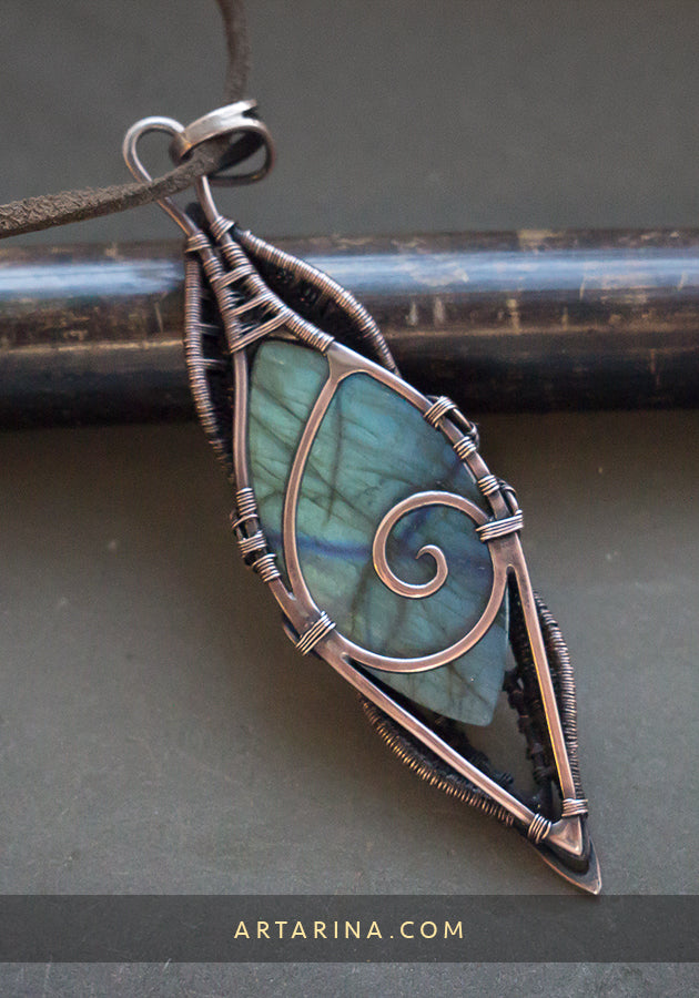 Copper wire wrap pendant