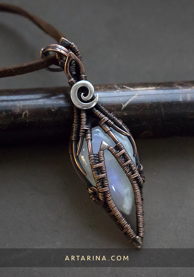 Moonstone wire wrapped necklace