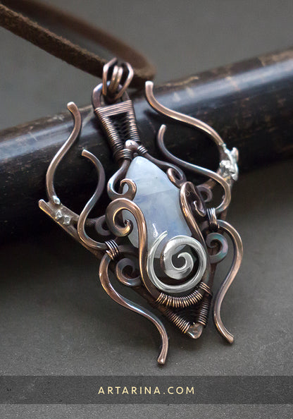 Moonstone wire wrapped pendant