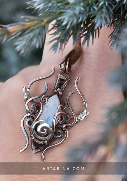 Moonstone wire wrap pendant