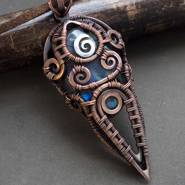 Wire wrapped labradorite necklace