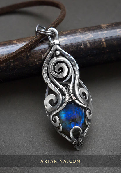 silver wire wrap pendant