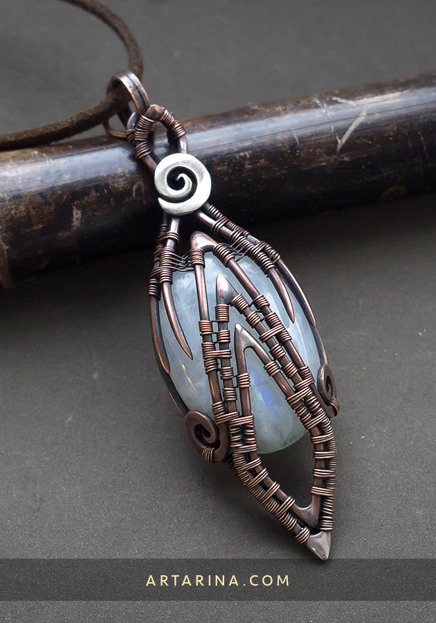 moonstone wire wrapped necklace