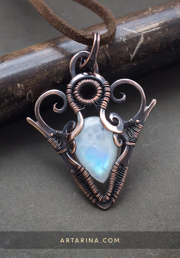 moonstone wire wrapped necklace