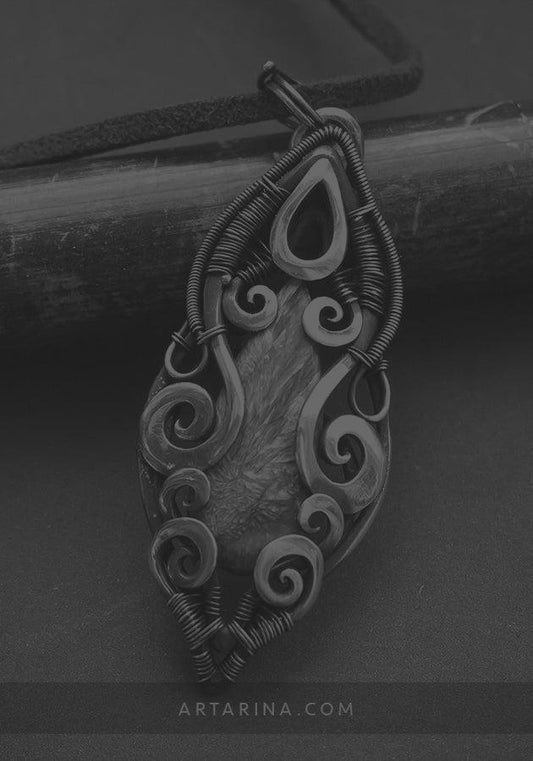 Wire wrapped seraphinite necklace