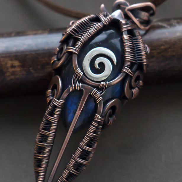 Labradorite stone wire wrap necklace