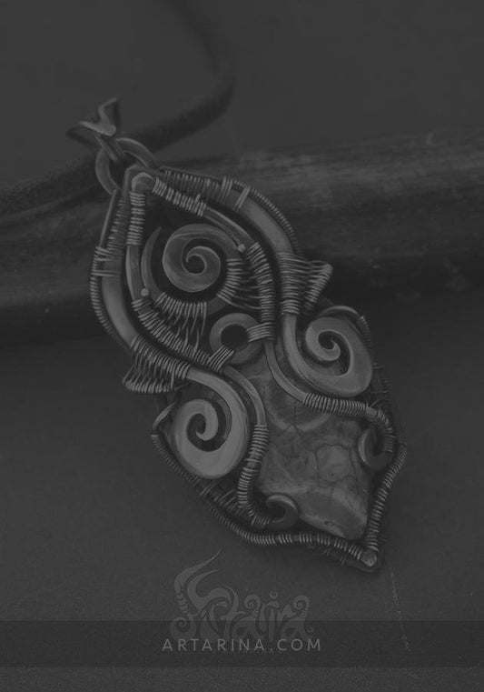 Wire wrapped jasper pendant