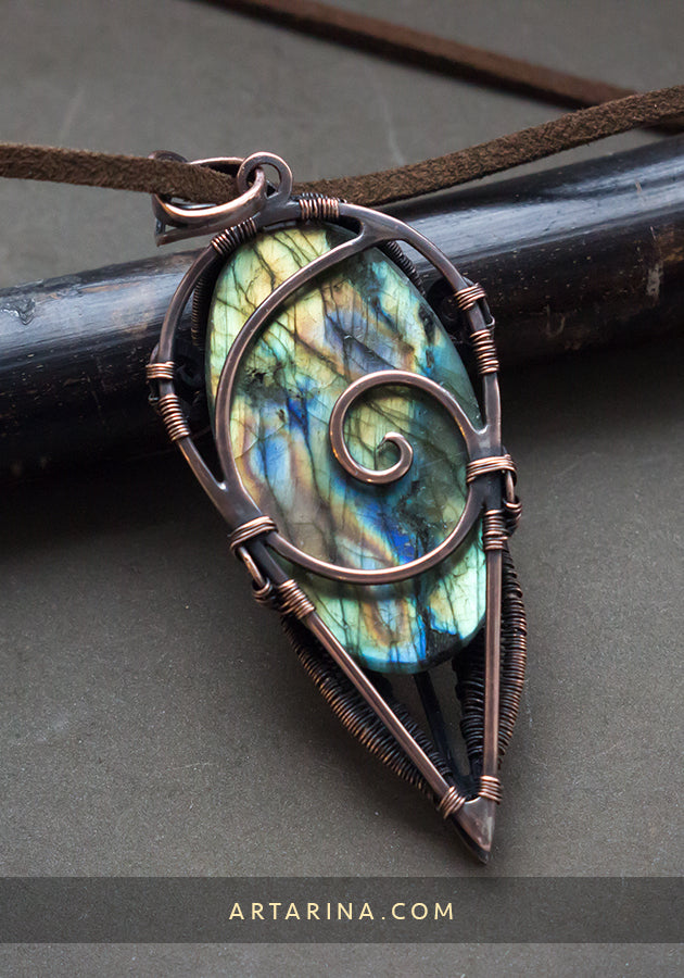 Steampunk mens wire wrapped necklace