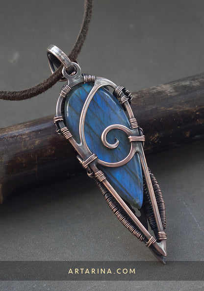 Copper wire wrap pendant