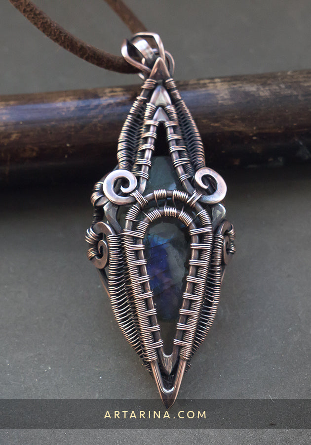 Labradorite protection amulet necklace