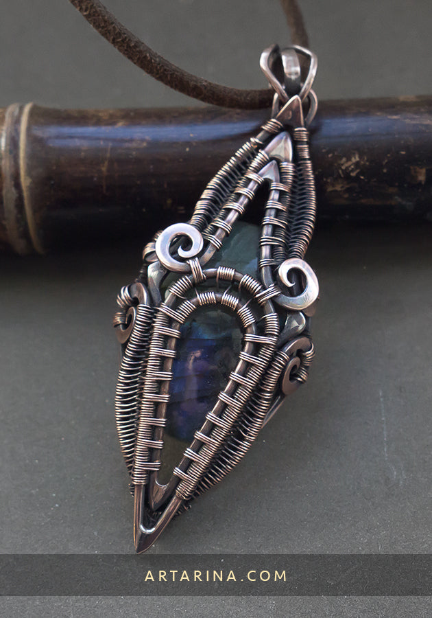 Labradorite protection amulet necklace