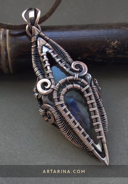 Labradorite protection amulet necklace