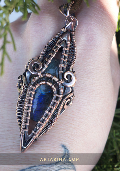 Labradorite protection amulet necklace