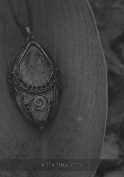 Petrified wood jewelry pendant