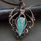 Amazonite wire wrapped copper pendant. Handcrafted unique one of a kind necklace made from pure raw copper and natural amazonite stone.