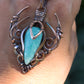 Amazonite wire wrapped copper pendant. Handcrafted unique one of a kind necklace made from pure raw copper and natural amazonite stone.