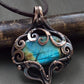 Copper wire wrapped pendant with labradorite Wire wrap pendent. Protection amulet. Wire wrapped blue stone necklace Energy spiritual protection gift unique copper designer ooak jewelry by artarina