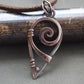 Small spiral shaped copper wire wrapped simple necklace Small copper wire wrapped pendant Minimalist designer wire wrap jewelry Unique oxidized copper crystal necklace by artarina