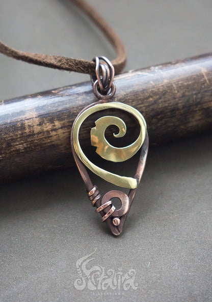 Spiritual Wire Wrap Pendant Natural healing amulet Handmade copper jewelry Golden color spiral wire wrapped Spiritual Wire Wrap Pendant Natural healing amulet Talisman jewelry Spiral by artarina