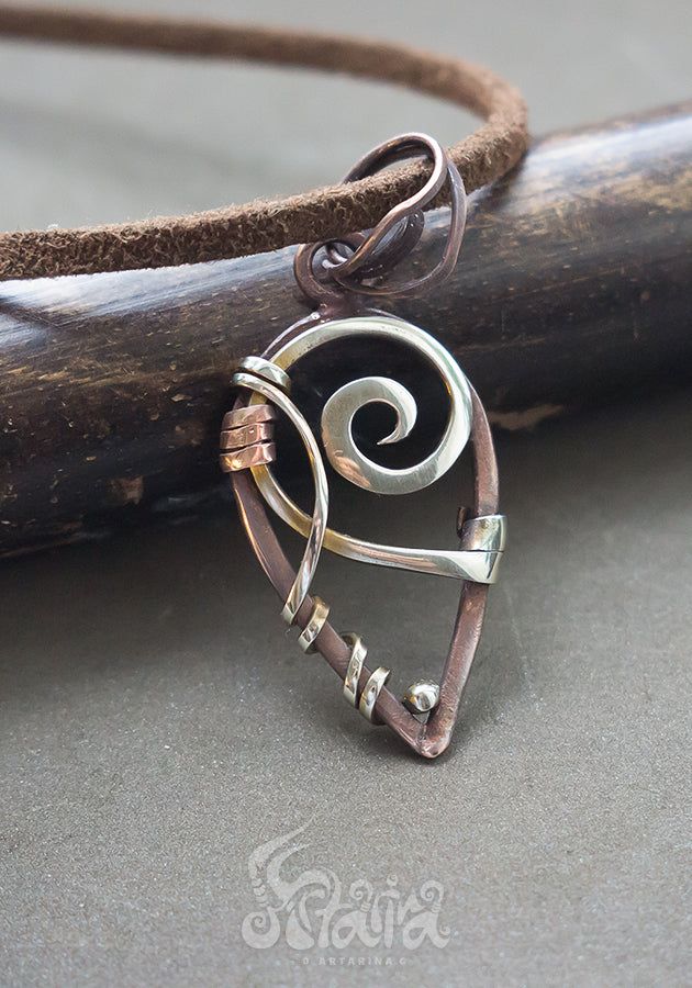 Celtic wire wrapped spiral necklace Viking simple symbol jewelry Celtic wire wrapped spiral necklace Viking simple symbol jewelry Symbolical healing amulet talisman jewelry gift Mediator necklace by artarina