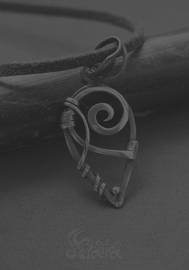 Celtic wire wrapped spiral necklace Viking simple symbol jewelry