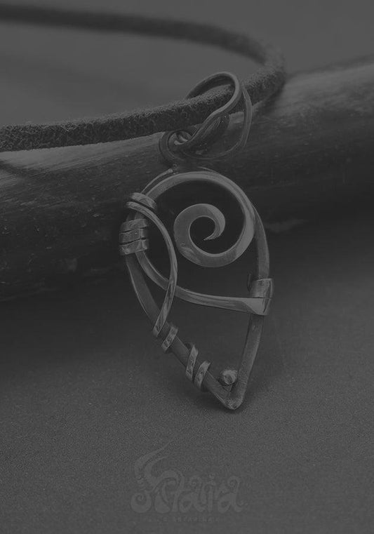 Celtic wire wrapped spiral necklace Viking simple symbol jewelry